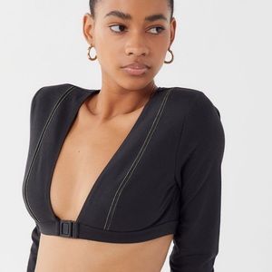 UO plunging Buckle Cropped Top